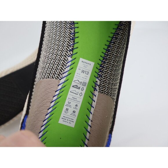 Rothy's Coco The Ballet Flat Cream Black Woven Bow Tie Flats Size 13 - Picture 10 of 12